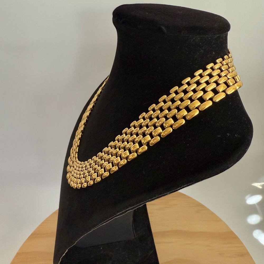 Elegant Napier MCM Vintage Gold Plated Panther Link Cleopatra Style Necklace - Picture 3 of 8